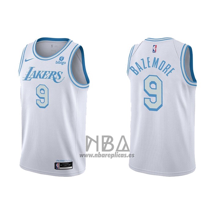 Camiseta Los Angeles Lakers Kent Bazemore NO 9 Ciudad 2021-22 Blanco
